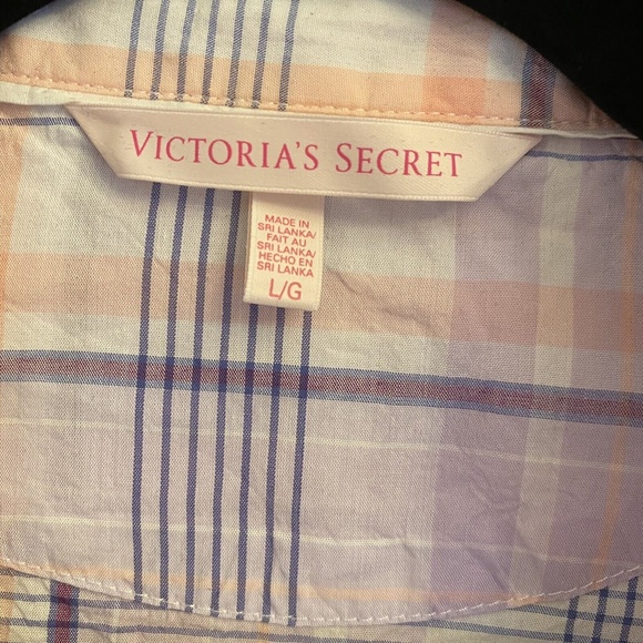 Victoria’s Secret Large pajama top shirt button up plaid Pink/Purple multicolor - Picture 4 of 9